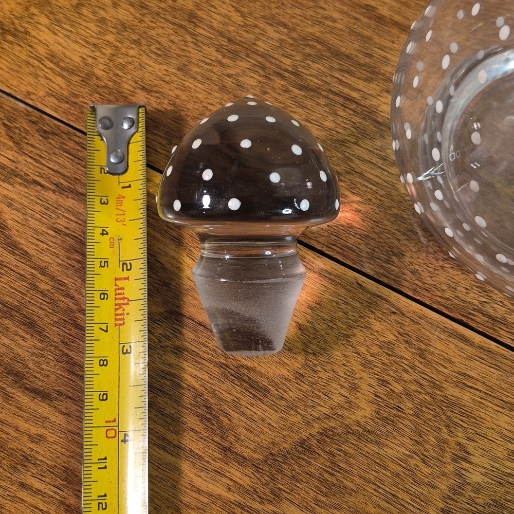 VINTAGE Unique Art Deco Clear Glass Polka Dot Decanter With Matching Stopper - Picture 14 of 16